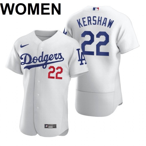 Women Los Angeles Dodgers #22 Clayton Kershaw red Nike White Home 2020 Replica Player MLB Jersey->women nfl jersey->Women Jersey